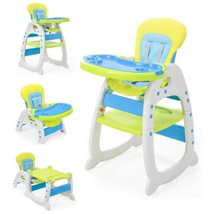 Sandinrayli 3-in-1 Convertible Toddler Highchair Table Booster Seat with Feeding Tray, Green - 1 of 1