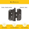 Brixwell 850-2307823 Ultimate 2D Adjustable Steel Guide Hinge Removable Pin Rustic Umber Finish - 3 of 4