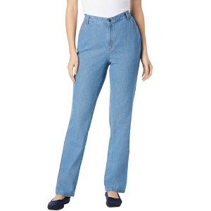 Woman Within Plus Size Perfect Side Elastic Denim Jean - 1 of 4