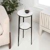 JONATHAN Y Seraphina 24.75" Industrial 2-Tier Metal Frame Drink Table & Decorative End Table with White Marble Round Top - 2 of 4
