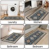 FURNIinspire Floor Mats Home 3 Piece Kitchen Rug Machine Washable Floor Mat for Living Room, Vintage Carpet, Non Slip, Dark Blue, 60"*20" - 4 of 4