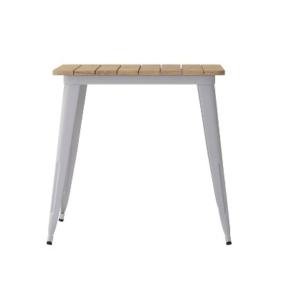 Brown and Silver Poly Resin Top Dining Table with Umbrella Hole