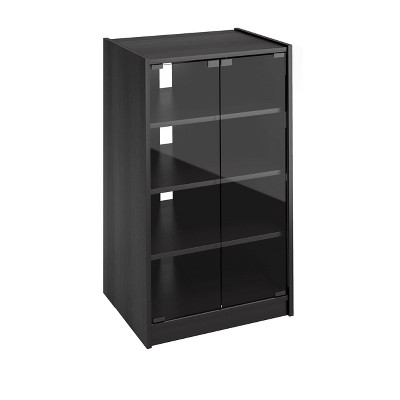 Ravenwood Black 44'' Media Storage Cabinet with Tempered Glass Door