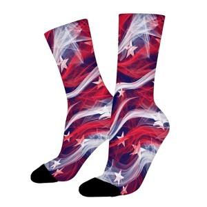 American Flag1 Women Printed Crew Socks Funny Funky Socks Soft Polyester Novelty Gifts for Artists Men - 1 of 1