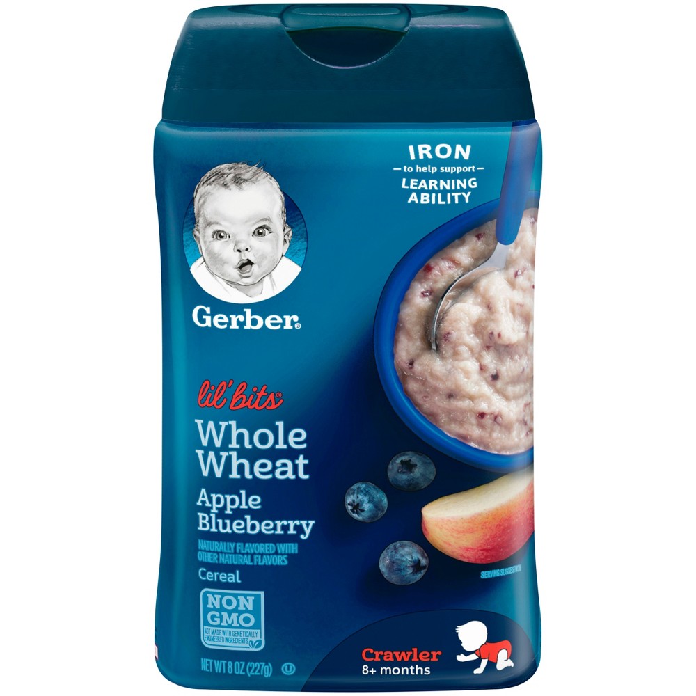 UPC 015000070335 product image for Gerber Lil' Bits Whole Wheat Apple Blueberry Baby Cereal - 8oz | upcitemdb.com