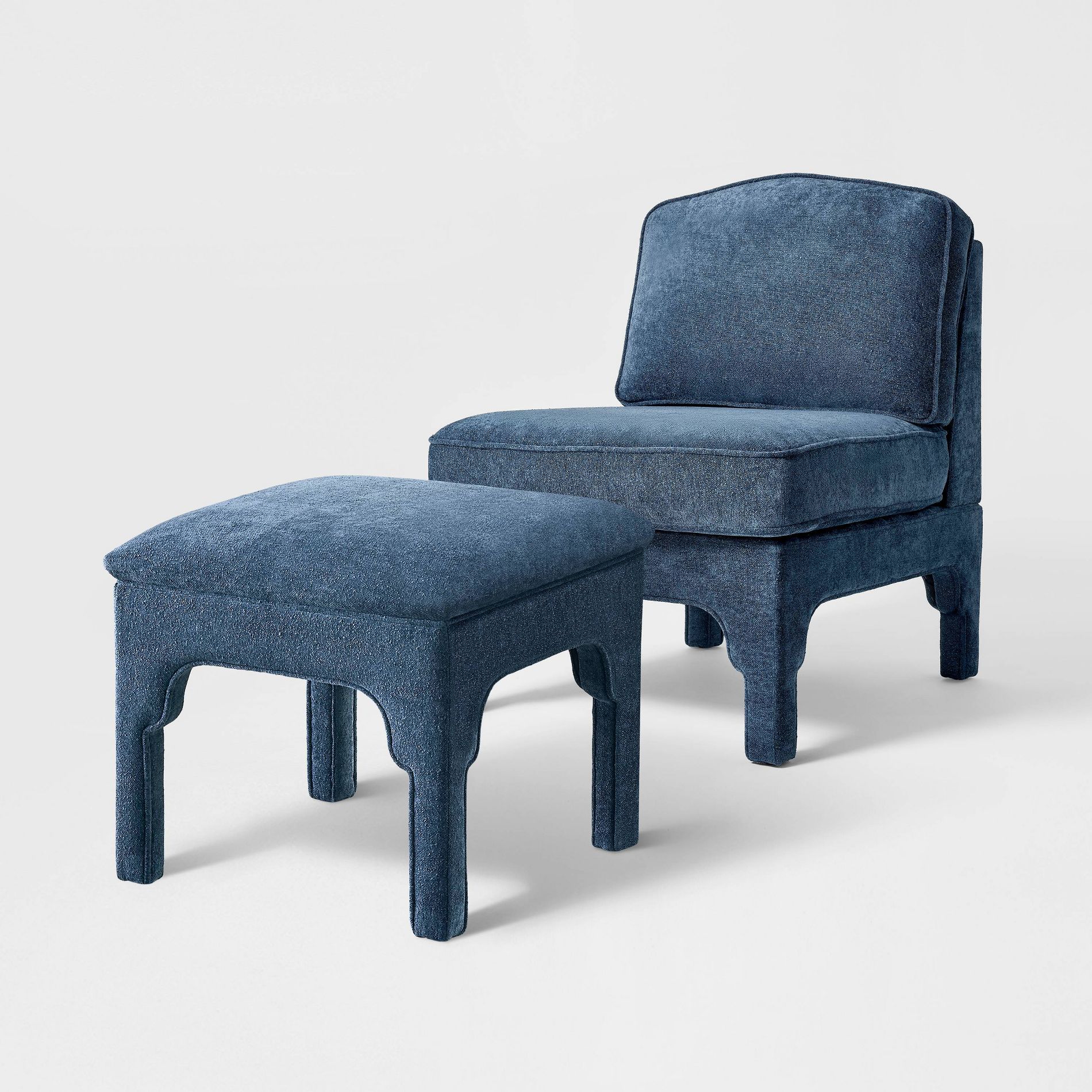 Threshold™ designed with Studio McGee Vintage Inspired with Detailed Cutout Textured Velvet Slipper Ottoman + Accent Chair