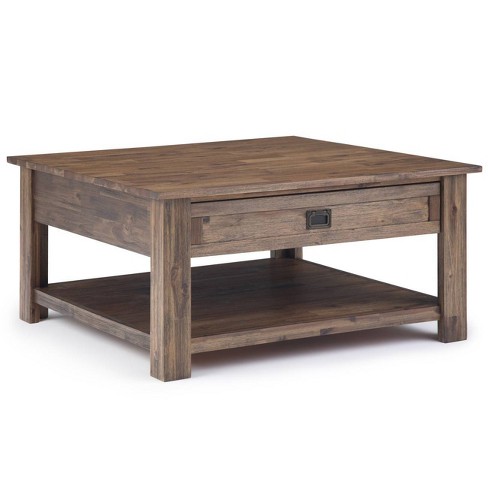 38 Garret Solid Square Coffee Table, Large Square Coffee Table Rustic