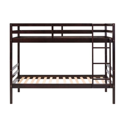 AZL1 Life Concept Beds Durable and Secure Twin over Twin Bunk Bed High Guardrail Durable Construction for Kids Room, Espresso, 78.35"*43.7"*61.81"