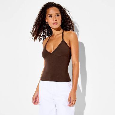 Women's Soft Cotton Halter Top - Wild Fable™ Brown XXS