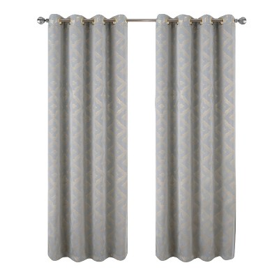 RT Designers Collection Heathrow Halo Foil Blackout Polyester Window Curtain Grommet Panel 52" x 84" Silver