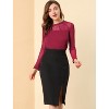 INSPIRE CHIC Women's Elegant Lace Sleeve Scalloped Trim Summer Casual Chiffon Blouse - 3 of 4