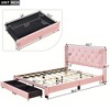 Queen-Size Linen Upholstered Platform Storage Bed with 2 Drawers in Pink - 4 of 4