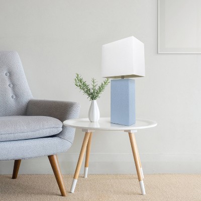 Lalia Home Lexington 21" Leather Base Table Lamps with Fabric Shade