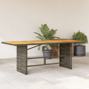 vidaXL Patio Table with Glass Top Black 74.8"x31.5"x29.1" Poly Rattan - 1 of 4