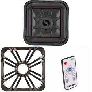 Kicker 46L7T122 L7T L7-Thin 12-Inch (30cm) Subwoofer, Dual Voice Coil, 2-Ohm, 600 Watt w/ Charcoal LED Grill & Remote Bundle - 1 of 4