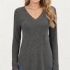 Anna-Kaci Women's Long Sleeve V-Neck Knit Top with Curved Hem and Relaxed Fit - 2 of 4
