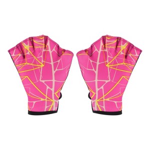 Unique Bargains Swimming Diving Resistance Webbed Training Printing Aquatic Gloves 1 Pair - 1 of 4
