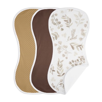 Image of Sweet Jojo Designs Boy, Girl, Unisex/Gender Neutral Baby Burp Cloths Botanical Taupe Ivory and Brown 3pc