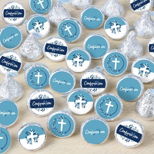 Big Dot of Happiness Confirmation Blue Elegant Cross - Boy Religious Party Small Round Candy Stickers - Party Favor Labels - 324 Count - 1 of 4