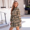 Women‘s Brown Chic Plaid Ruffle Tie-Waist Dress - Cupshe - 2 of 4