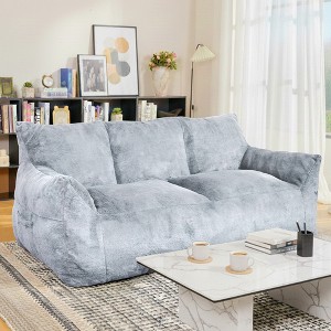 Hooseng 65" Faux Fur Loveseat Sofa, Oversized Lounge Couch for Adults, Fluffy Lazy Sofa with Memory Foam Filler, Big Comfy for Living Room, Bedroom - 1 of 4