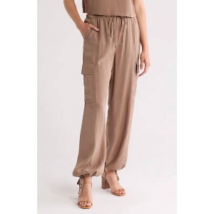 Women's High Waist Drawstring Cargo Pants - Blu Pepper - 1 of 3