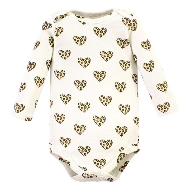 Hudson Baby Infant Girl Cotton Bodysuit and Pant Set, Leopard Hearts Long Sleeve, 4 of 6