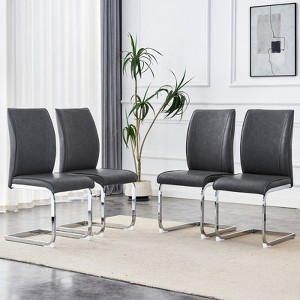 FONTOI 4PCS Arch Dining Chairs with High Resilience, Dining Chair with Arched Metal Legs for Living Room, Dark Gray&Silver, 21.6"*39"*17.3" - 1 of 4