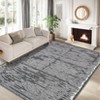 Coolmee Washable Modern Stripe Carpet Non Slip Soft Rubber Backed Rug,Low Pile Area Rug for Bedroom Office DiningRooBeige - 2 of 4
