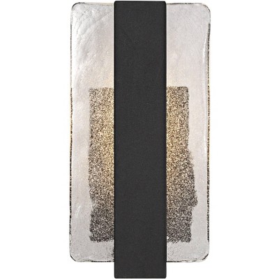 U-Shape Classic Black Wall Sconce with Piastra Glass, Dimmable LED