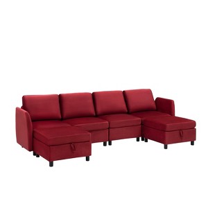 Living room segmented sofa, modular sofa with storage and Ottoman style, comfortable velvet sofa in the office (only the middle part of the sofa) - 1 of 4