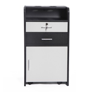 Sevobal Utility Storage Cabinets Salon Styling Cabinet with 2 Drawers, 2 Hair Dryer Holders and 1 Cabinet, Moveable Cabinet with Wheels, Multicolored, - 1 of 4