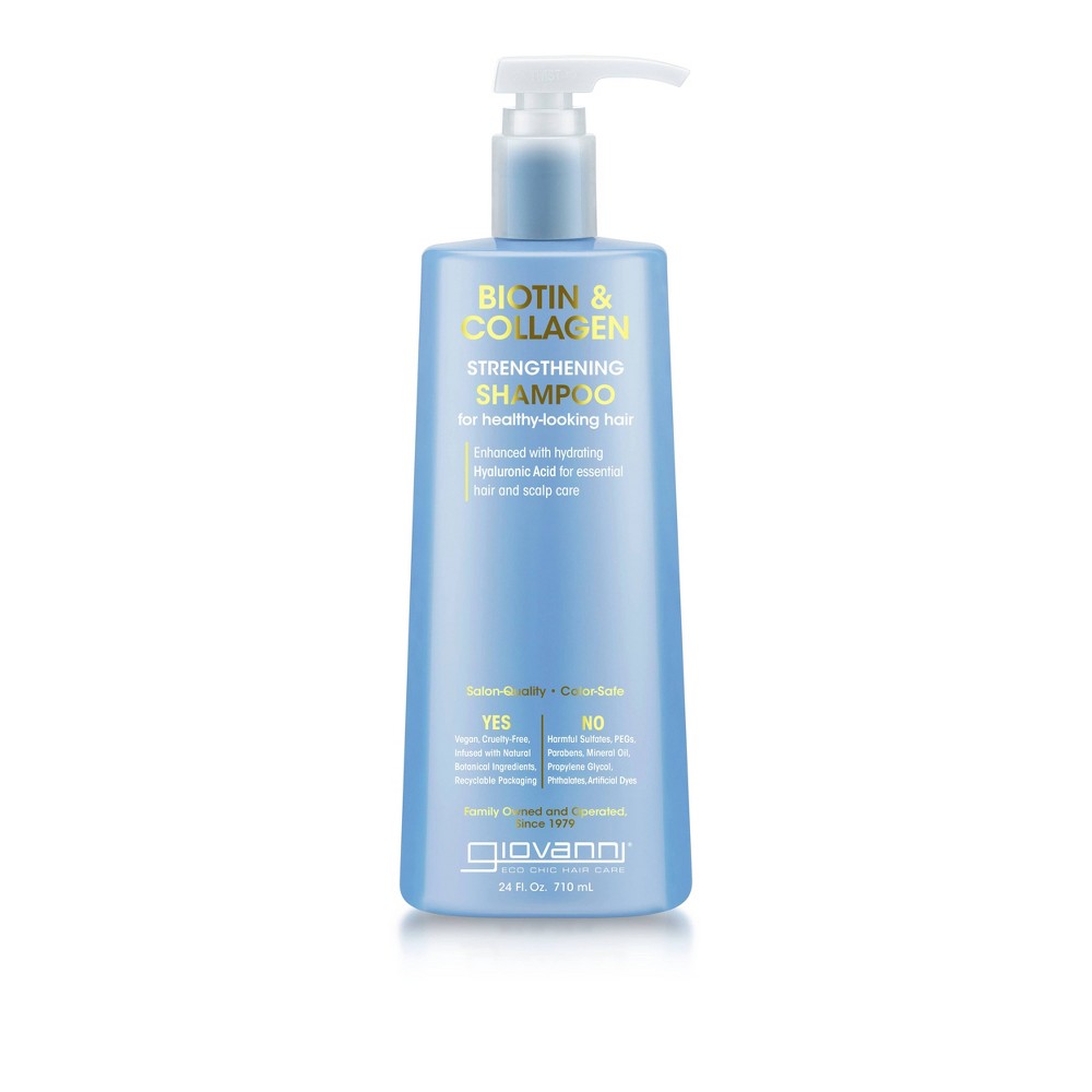 Photos - Hair Product Giovanni Biotin & Collagen Strengthening Shampoo - 24 fl oz: For All Hair Types, Liquid Form Shampoo 