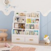 ORRD Kids Bookshelf with 2 Drawers & Front-Facing Display, Wooden Toy Organizer and Bookcase for Nursery, Playroom, Toddler Bedroom Storage in White - 4 of 4