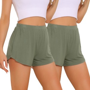 INSPIRE CHIC Women's Cozy Solid High Waist Casual Bottoms 2 Pcs Sleep Pajama Shorts - 1 of 4