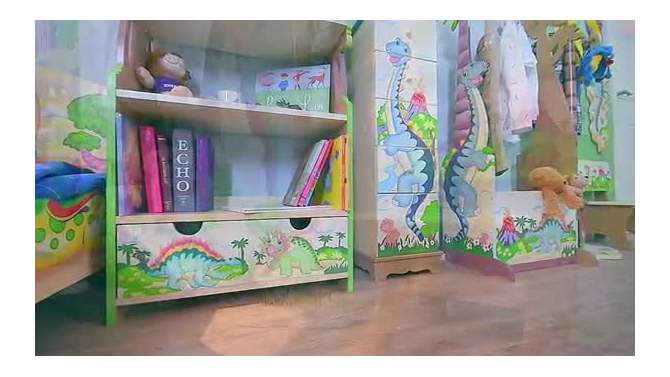 Dinosaur Kingdom Kids&#39; Bookshelf - Fantasy Fields by Teamson Kids, 2 of 8, play video