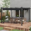 Outsunny Outdoor Retractable Pergola, Heavy Duty Wood Grain Aluminum with Weather Resistant Fabric Sun Shade Canopy, Patio Shelter - 3 of 4