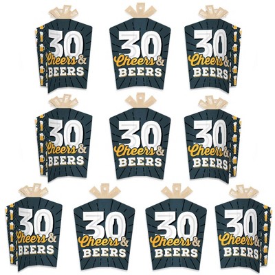 Big Dot of Happiness Cheers and Beers to 30 Years - Table Decorations - 30th Birthday Party Fold and Flare Centerpieces - 10 Count