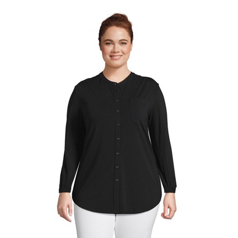 Lands' End Women's Petite Long Sleeve Performance Crew Neck Tunic Small Deep Balsam Encircle Geo