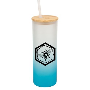 Elanze Designs Hexagon Honey Queen Bumble Bee Wrap-Around Design 25 Ounce Frosted Gradient Glass On-The-Go Coffee Travel Skinny Tumbler Mug Cup, - 1 of 1