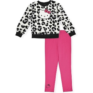 Hello Kitty Little/Big Girls’ 2-Piece Faux Fur Crew Neck Sweatshirt & Legging Set - 1 of 4