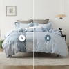 3 Pieces Reversible Striped Duvet Cover Set with Zipper Closure Bedding Set with 8 Corner Ties - 4 of 4