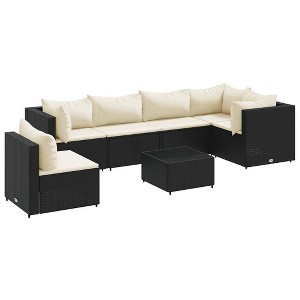 vidaXL Patio Lounge Set Black Poly Rattan Medium UV-resistant materials - 1 of 4