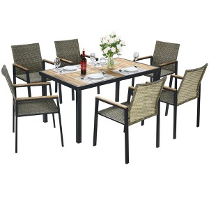 Dolonm All-Weather Patio SetAcacia Wood Table & Rattan Chairs, UV-Resistant for Outdoor Dining - 1 of 4