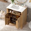 ACEPANO 30 in. W Modern Solid Wood Frame Bathroom Vanity with 2 Soft-Close Doors, 1 Flip-Up Drawer & Adjustable Shelves-Brown - 3 of 4