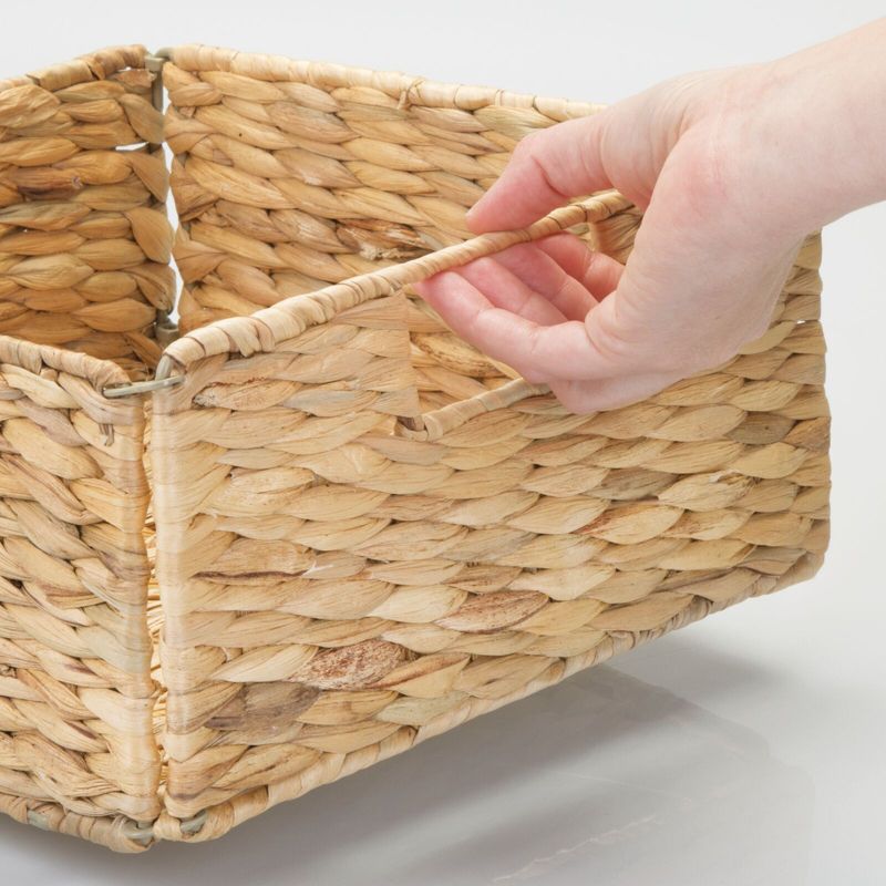mDesign Woven Hyacinth Bin Basket Organizer with Handles, 5 of 10