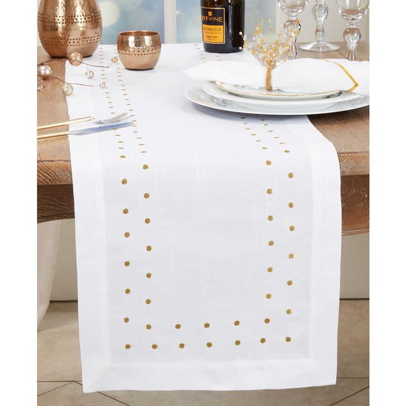 Saro Lifestyle Charming Polka Dot Table Runner with Classic Design, 3 of 4