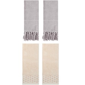 REGALWOVEN 4 PackS Solid Cotton Absorbent Soft Bathroom Hand Towel 14" x 30" - 1 of 4
