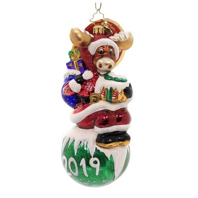 Christopher Radko 6.5" Merry Moose-Mas 2019 Ornament Dated Gifts  -  Tree Ornaments