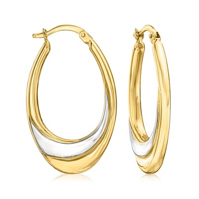 Ross-Simons 14kt 2-Tone Gold Oval Hoop Earrings